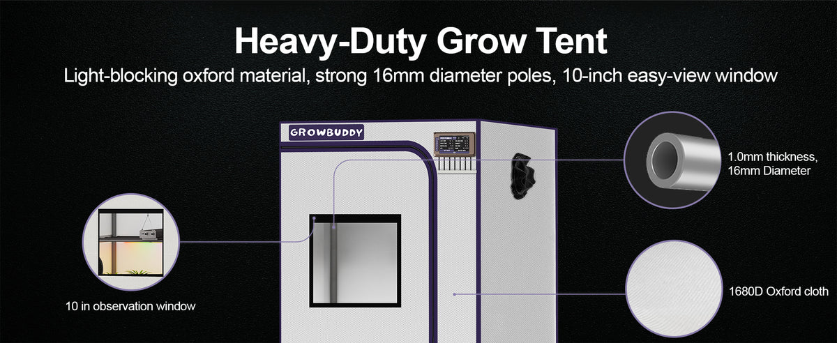 Growbody 24''*24''*48'' (2×2) 1680D Indoor Grow Tent: Hydroponic, Climate Control, Optimal Growth